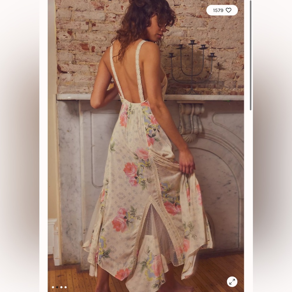 Free People Good Luck Charm Lace Floral Vintage maxi Slip Dress - Picture 2 of 10